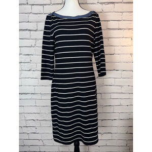 Tommy Hilfiger Dress Striped Long Sleeve Dress in Black & White size Medium NWT